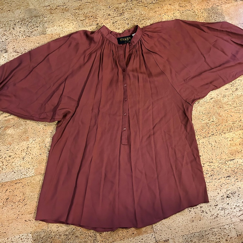Vintage Strong Shoulder Blouse by PJ Walsh. Size Small. Terracotta Coloring.